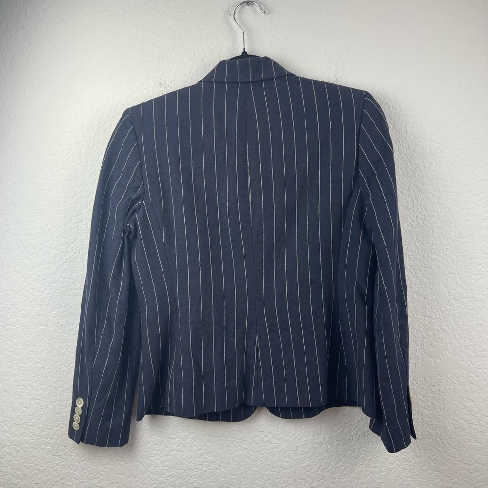 Lauren Ralph Lauren Women's Navy Pinstripe Linen Blazer Sz 6P - Picture 4 of 11